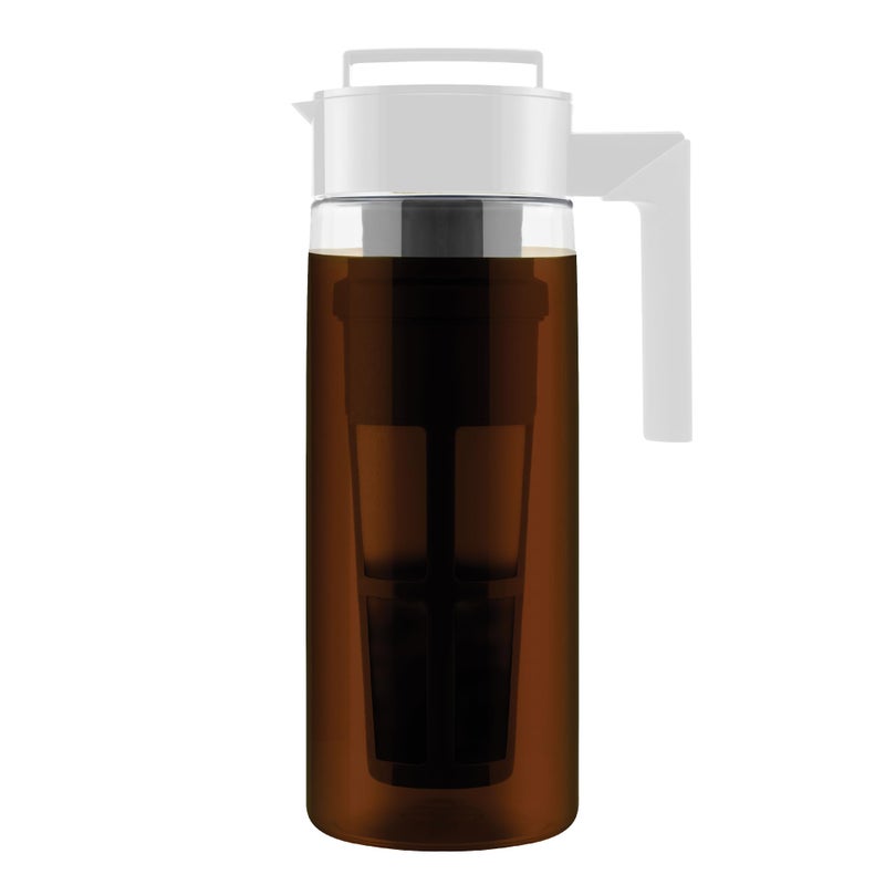 Takeya Tritan Cold Brew Coffee Maker - Airtight Pitcher with Leak-Free Lid - BPA-Free Cold Brew Maker with Silicone Handle - Dishwasher-Safe Pitcher for Homemade Cold Brew - 2 Quart, White